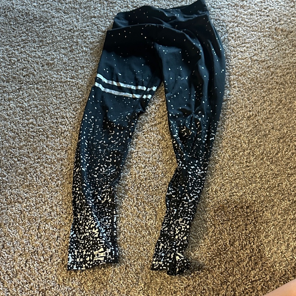 H&M Black Leggings with White Speckle Design